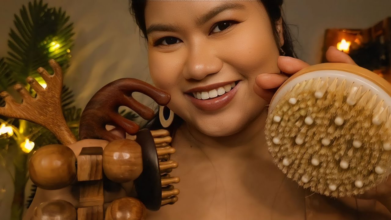 ASMR Wooden Spa🪵 (Minimal Talking, Head to Shoulder Massage, Tapping, Scalp Massage, Layered Sounds) 
