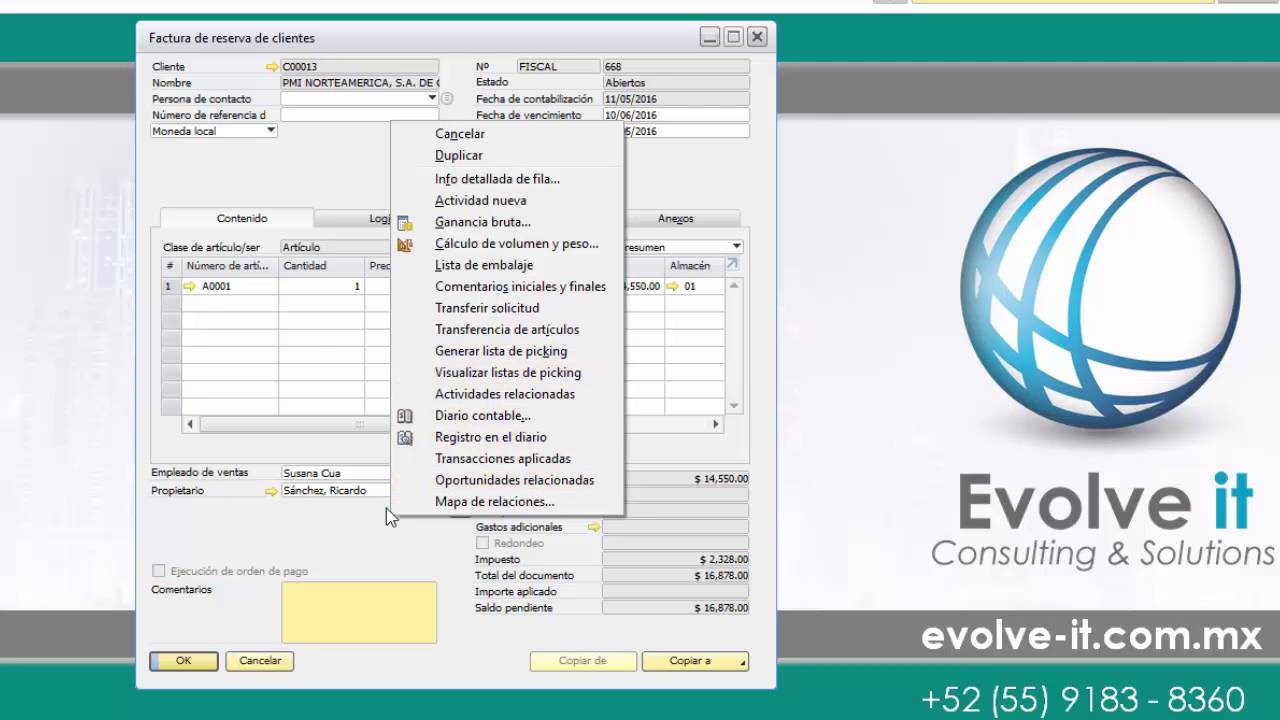 Facturar sin inventario en SAP Business One
