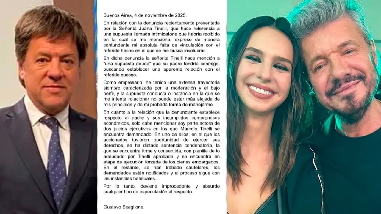 EL COMUNICADO DE SCAGLIONE, DUEÑO DE TELEFÉ, TRAS LA DENUNCIA DE JUANA TINELLI EN DONDE LO MENCIONAN