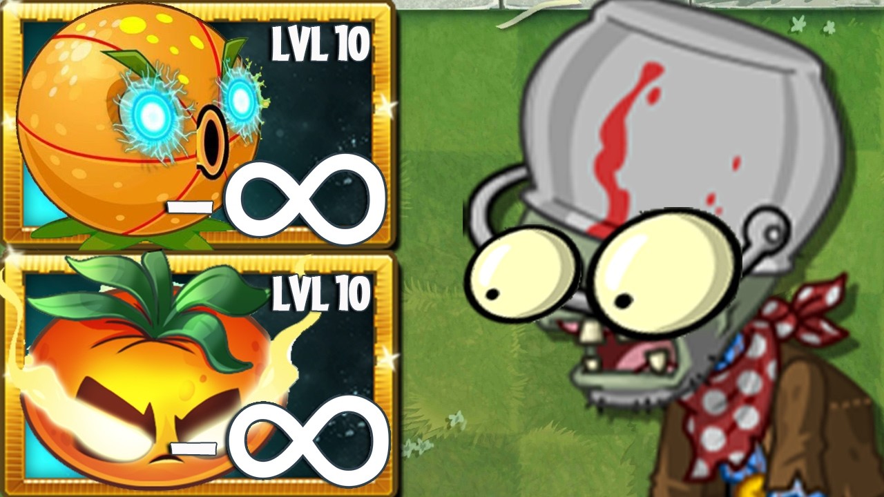 PvZ 2 POWER UP Infinite !!! 5 Plant level max vs 100 Cowboy Buckethead Zombies Level 10