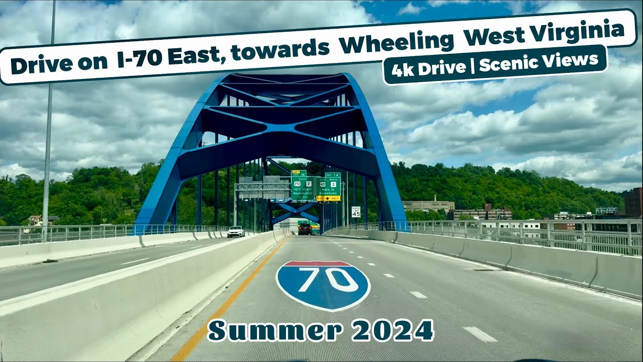 Drive on Interstate I-70 Eastbound towards Wheeling, West Virginia