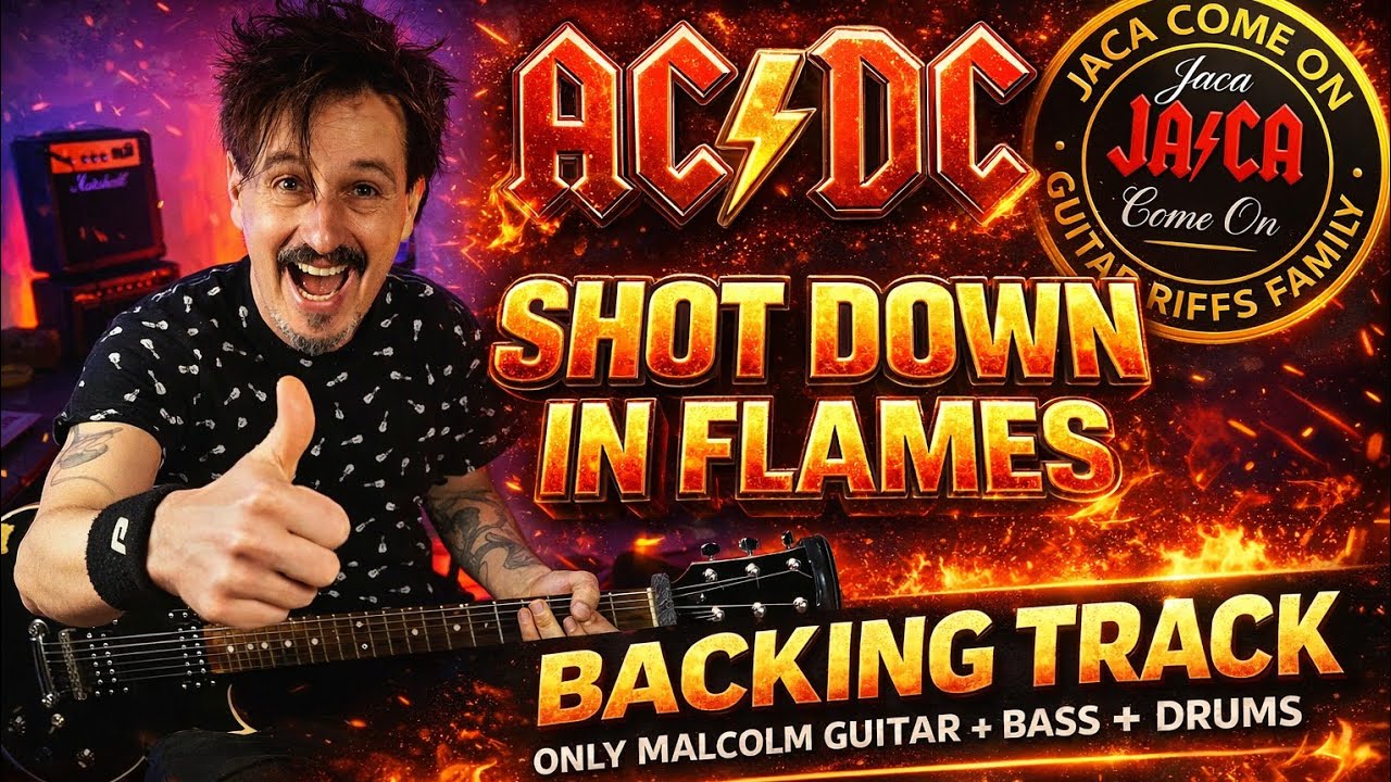 AC/DC - Shot down in flames - guitar backing track - only Malcom guitar + drums + bass