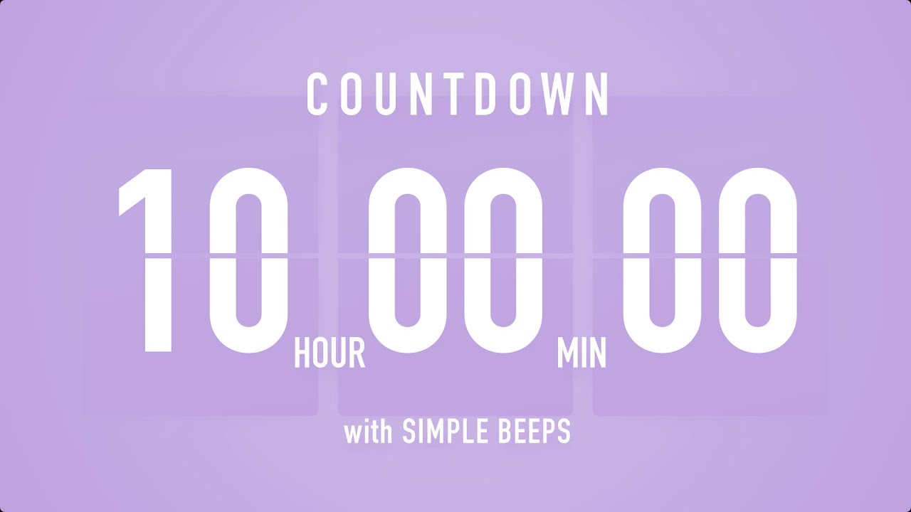 10 Hour Countdown Timer ⏳ Flip Clock with Bell Alerts 💜🔔