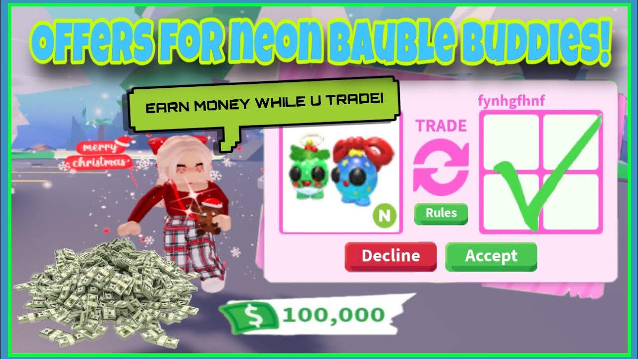 ❄️Trading NEON Bauble Buddies in Adopt Me!  Winter Fest Update!🎄