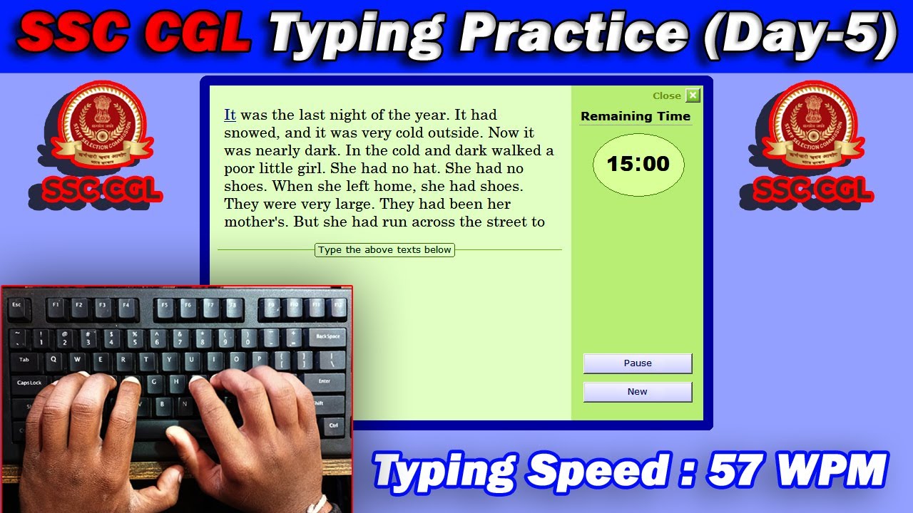 SSC CGL Typing Practice Day- 05 | 57 WPM Typing Speed with 96% Accuracy #typing #raushantypingmaster