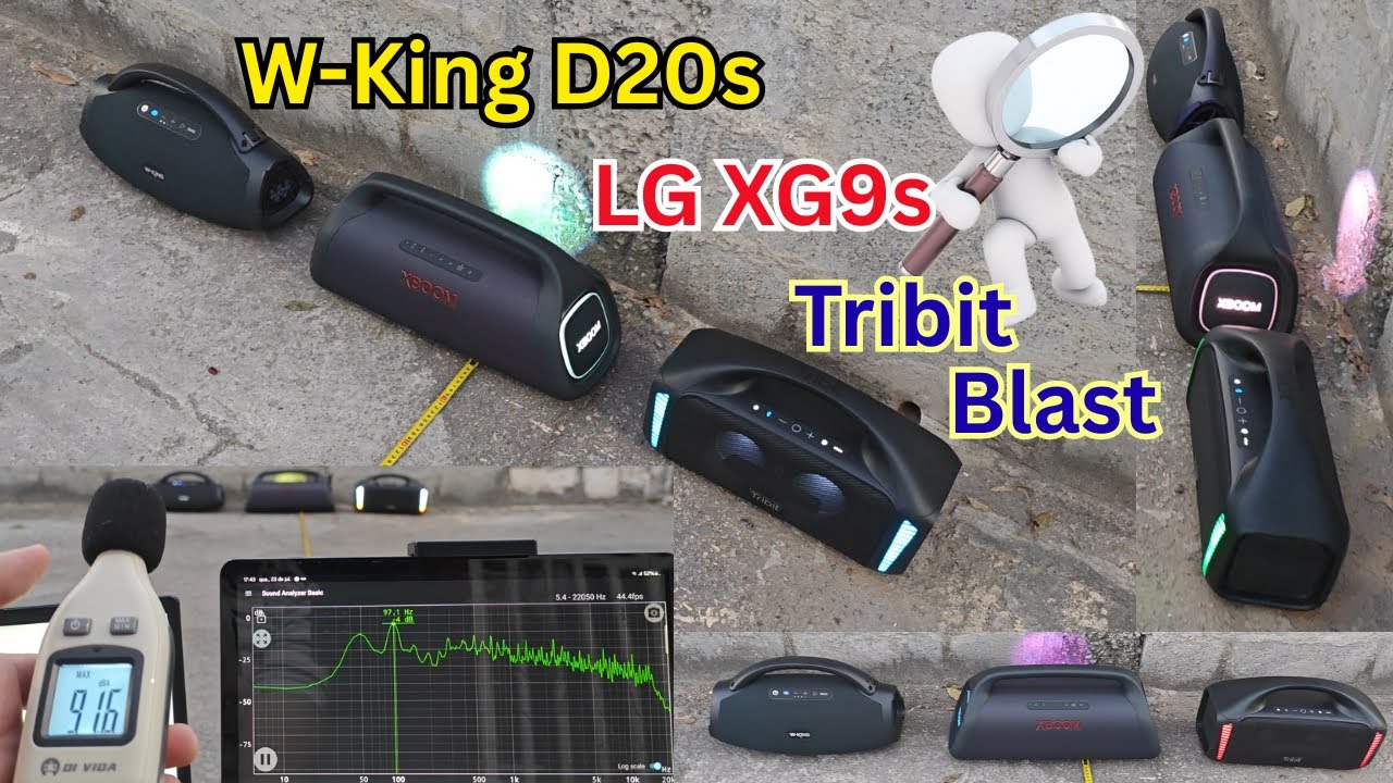 W-King D20s vs Tribit Blast 1 vs LG XG9s - Confronto na área externa. Destrinchando qual a melhor.