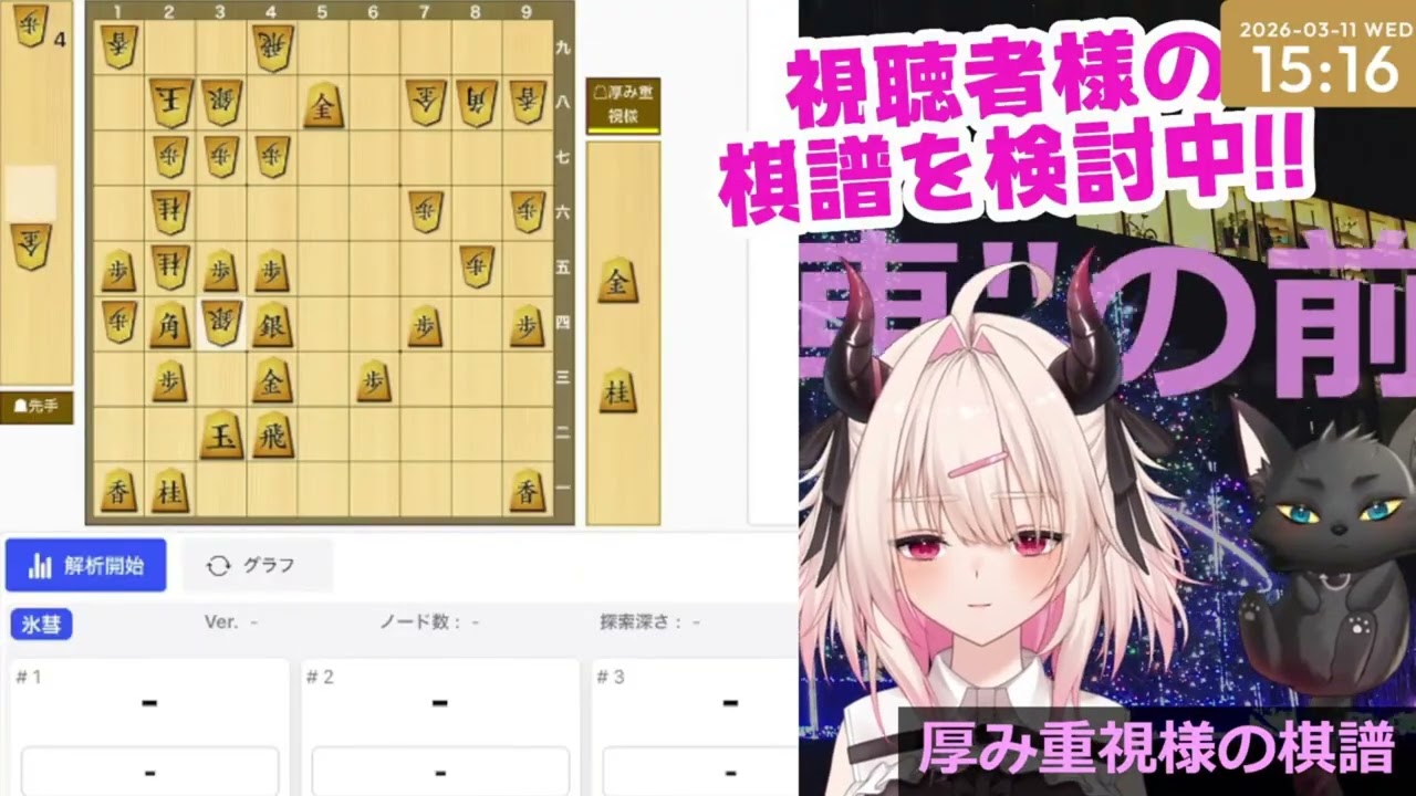 【配信切り抜き】厚み重視様の棋譜を検討【将棋Vtuber・二段】