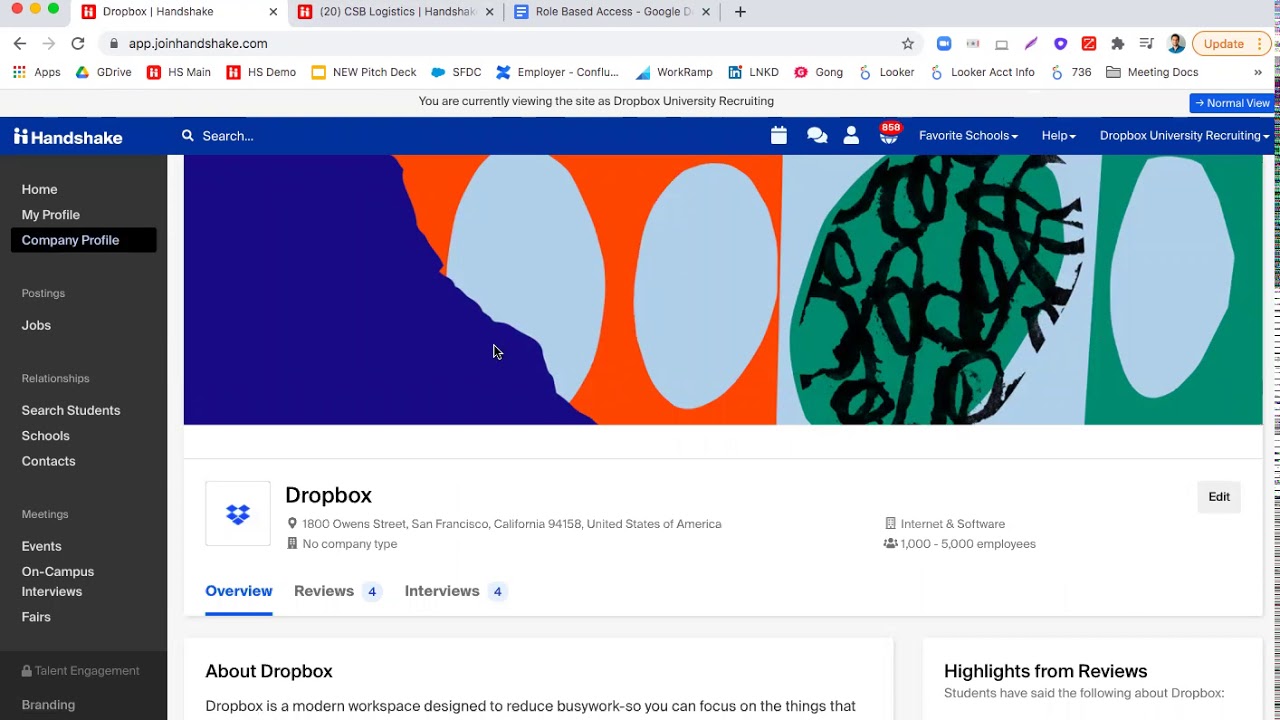 Account management and branding page: Handshake Core