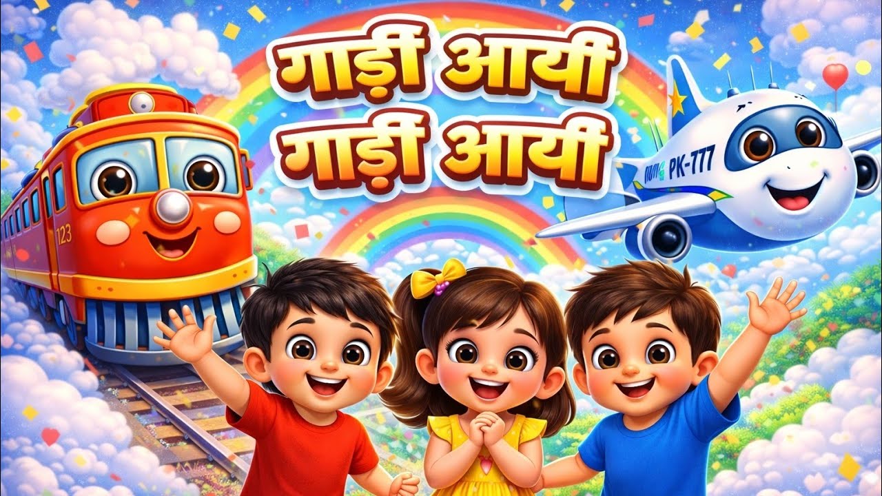 गाड़ी आयी छुक-छुक | Hindi Rhyme | Gadi Aayi Gadi Aayi Chuk Chuk Chuk |3D Cartoon Song