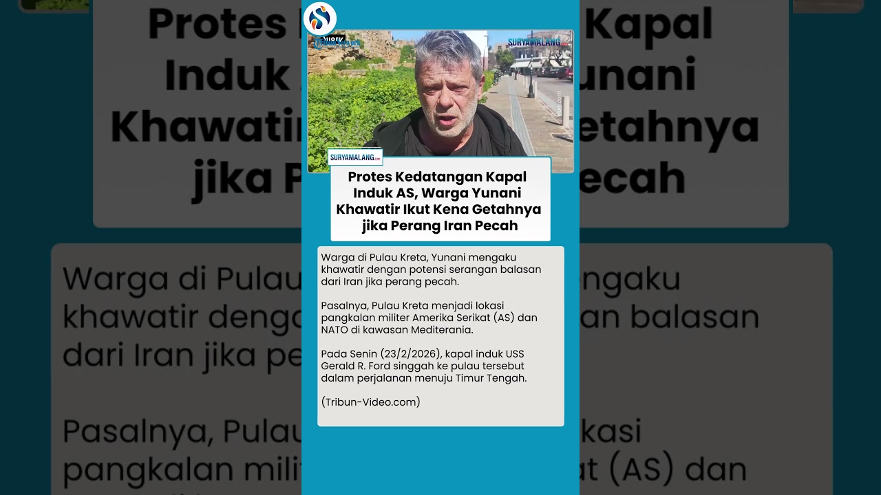 WARGA YUNANI KHAWATIR IKUT KENA GETAHNYA! Protes Kedatangan Kapal Induk AS, Takut Perang Iran Meluas