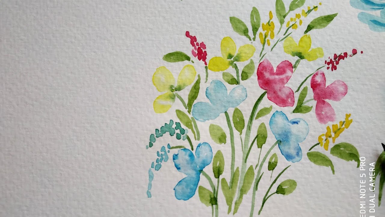 Easy loose watercolor flowers bouquet painting ideas for beginners 