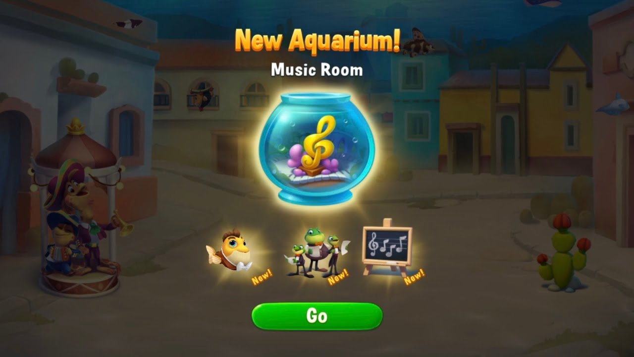 Fishdom Shopping Time with 1.6M Coins. Got 2 New Aquarium (Mexican Fiesta & Music Room)