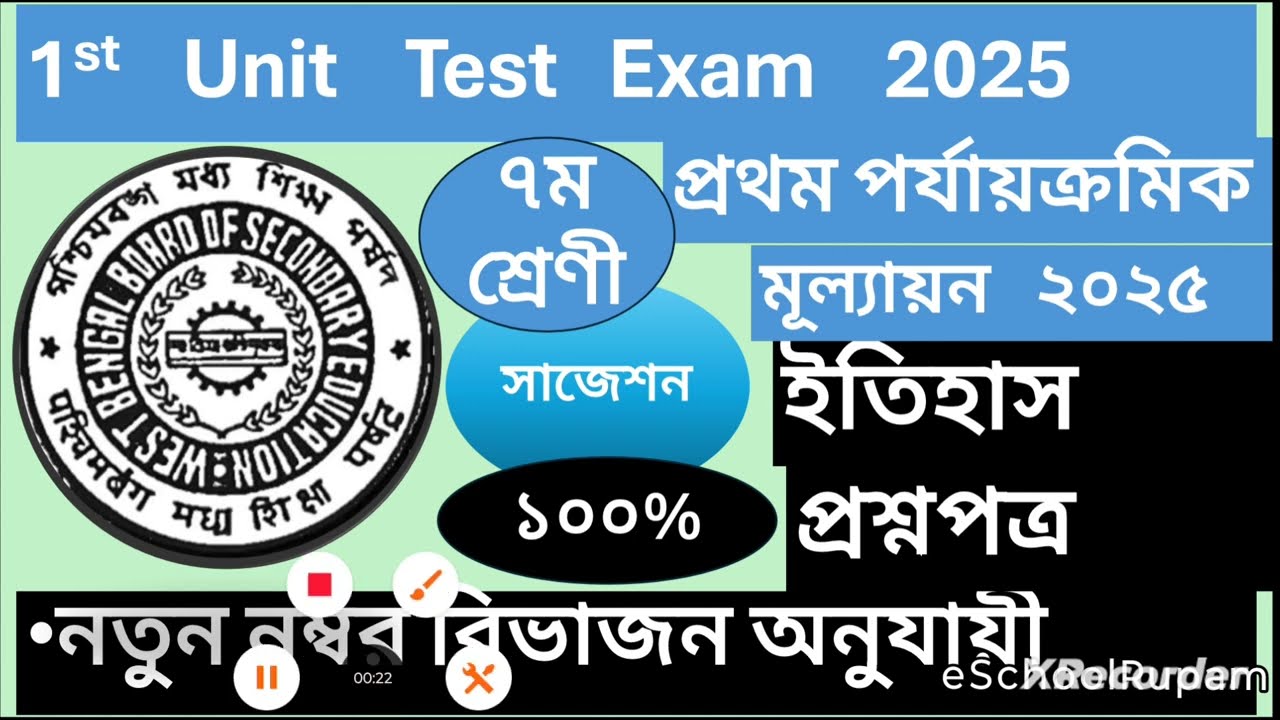 Class Seven history 1st Unit Test suggestion 2025||class 7 history first summative suggestion 2025
