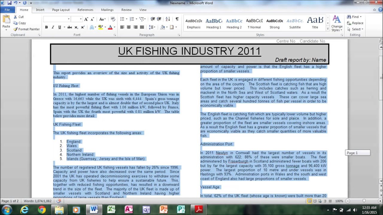 IGCSE ICT | MS Word | Paper 2 | 2014 | May/June