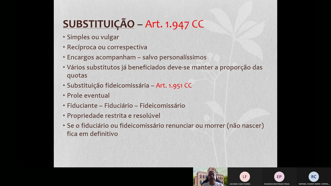 SUBSTITUIÇÃO TESTAMENTARIA
