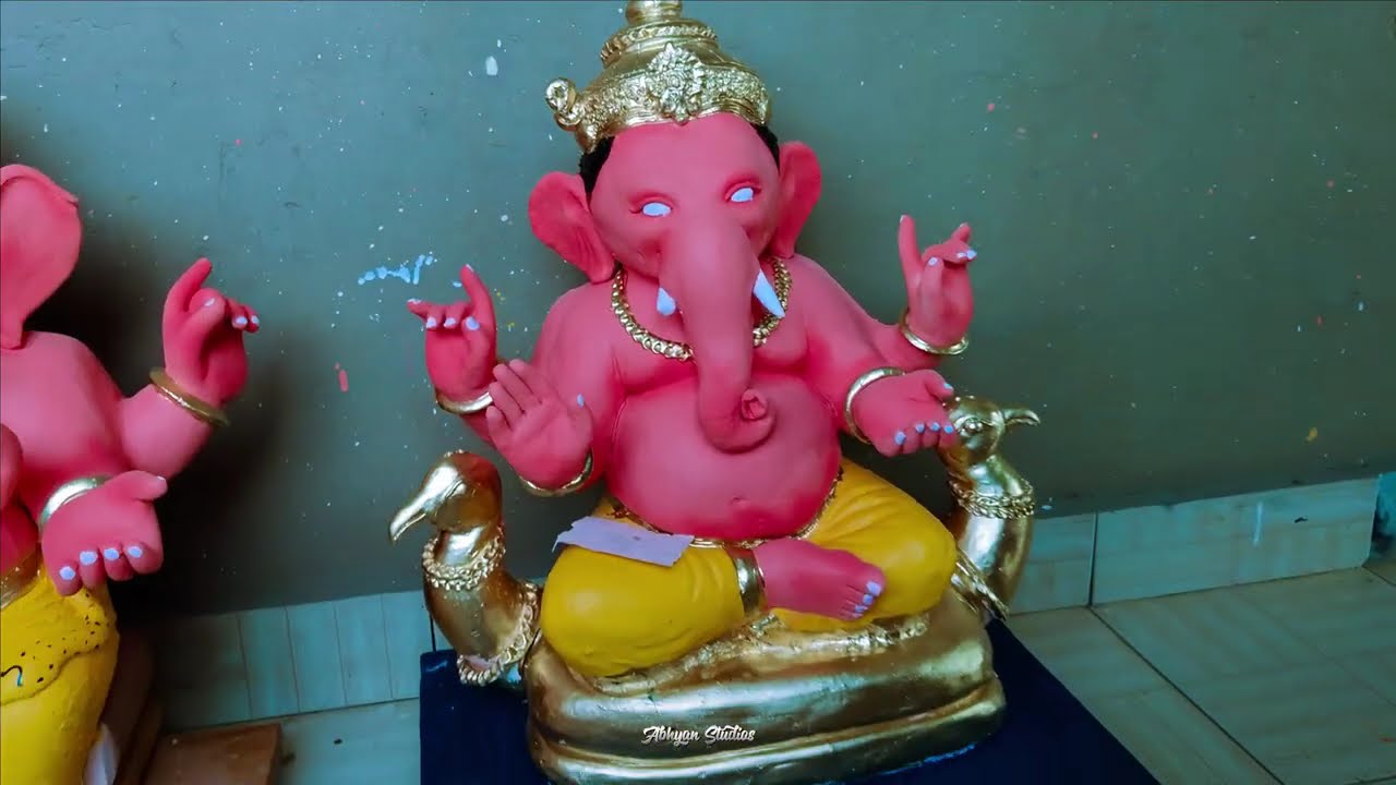 The last strokes,the final details. Handcrafting our Bappa with all our heart. Ganpati Bappa Morya!.