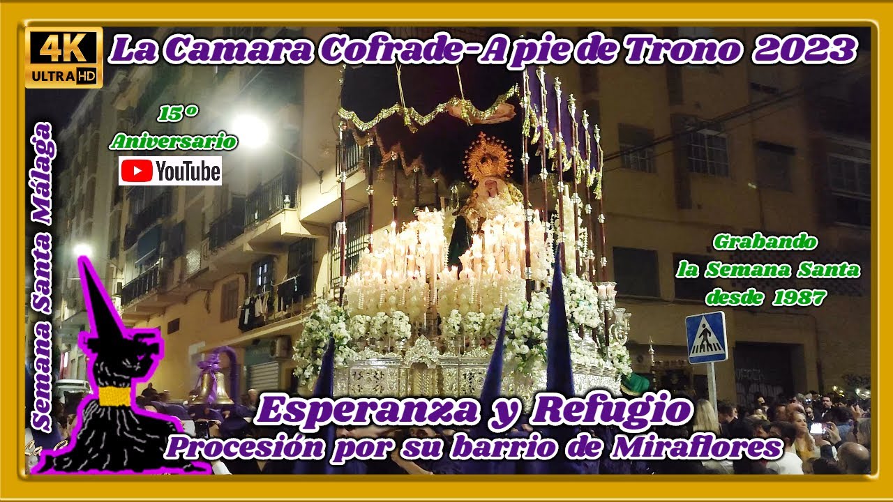 ESPERANZA Y REFUGIO MÁLAGA 2023. PROCESIÓN POR SU BARRIO DE MIRAFLORES. VÍSPERAS MÁLAGA. 4K