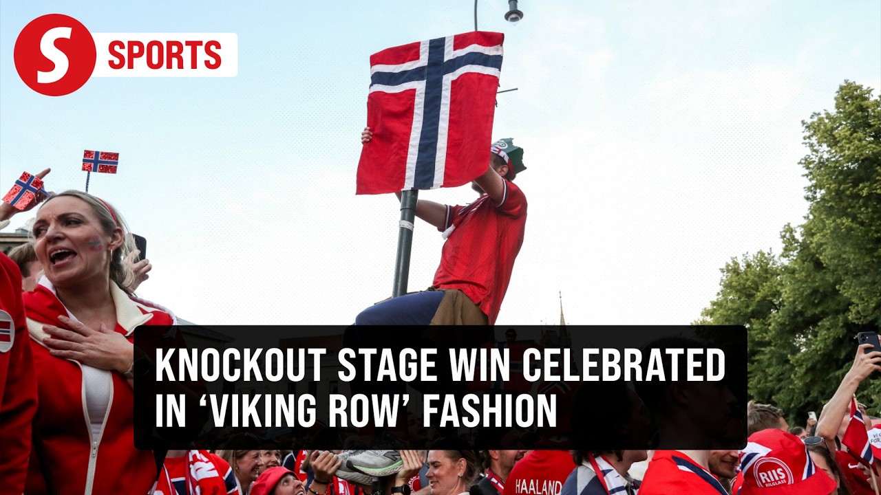 Norway celebrate last 32 win with trademark 'Viking Row' celebration