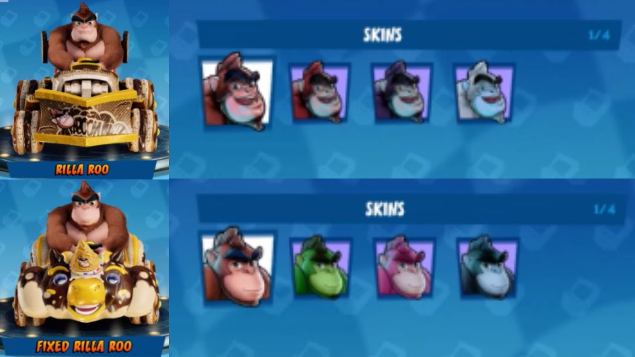 Crash Team Racing Nitro-Fueled (PS4) Both Rilla Roo's All Skins Gameplay