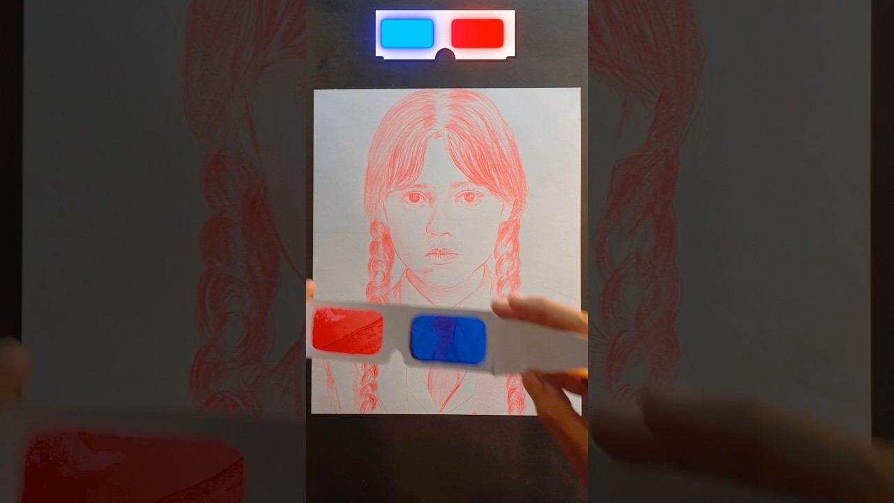 Wednesday Addams and Tyler Galpin 3D  Transformation glass drawing 🔥