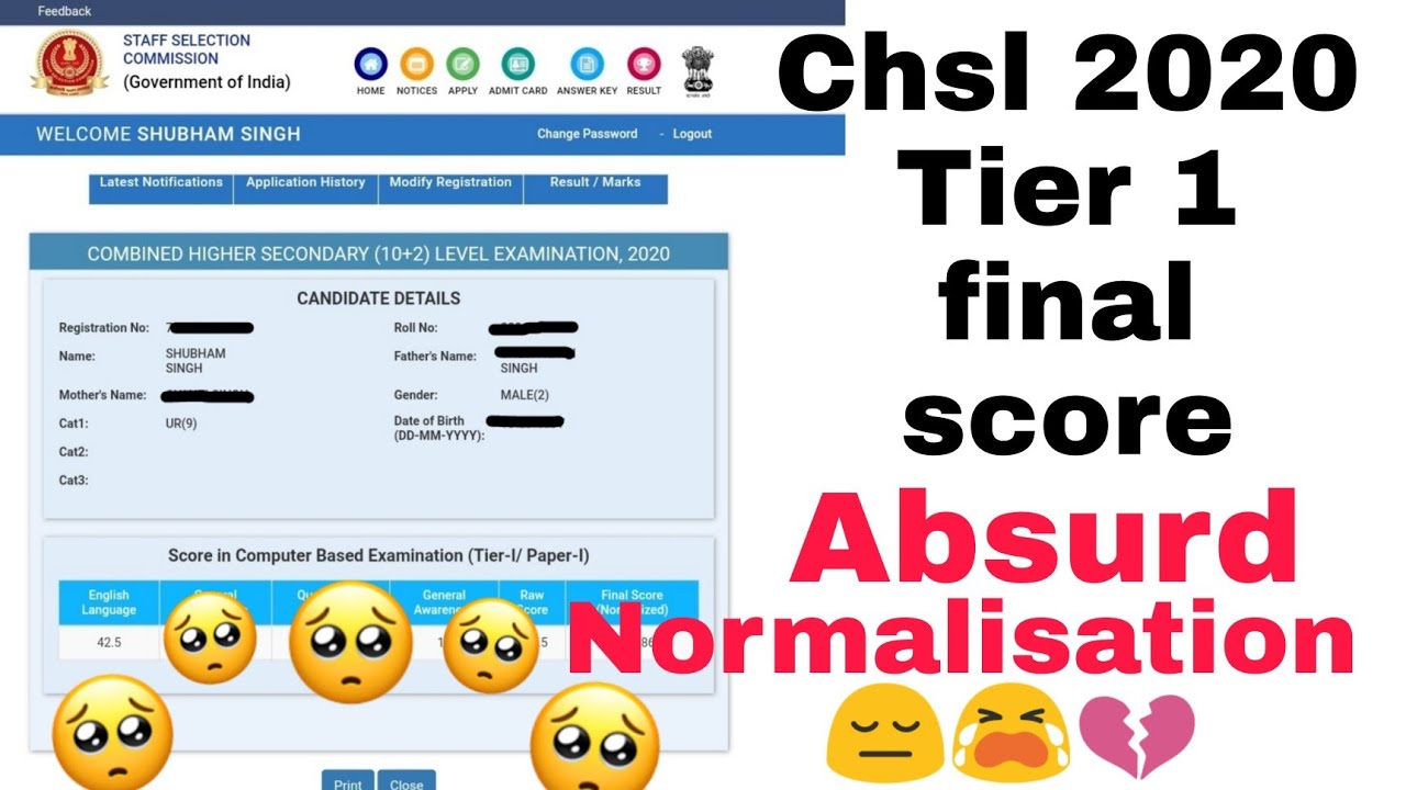 CHSL 2020 Results |Tier 1| My Final scorecard