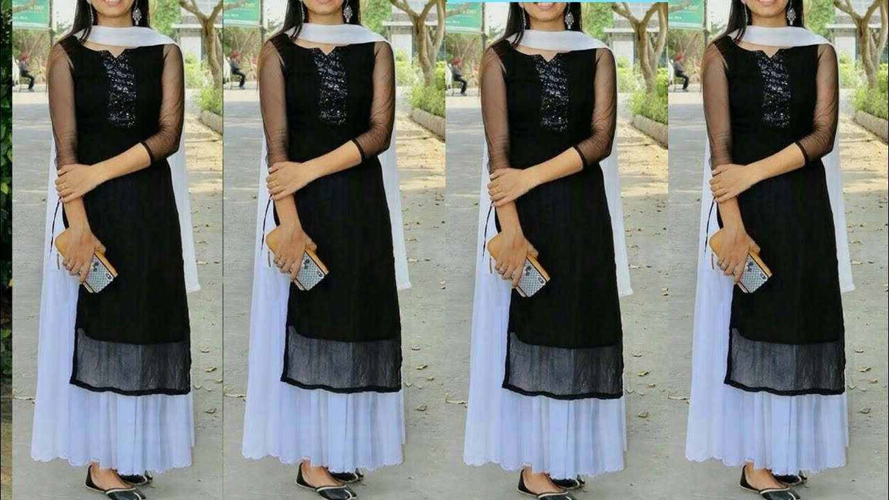 White plazo with contrast kurti designs// daily wear stylish dresses// #new #kurti
