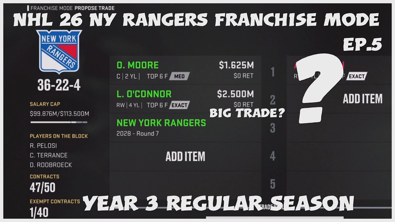 NHL 26 NY Rangers Franchise Mode EP.5 Year 3 Regular Season