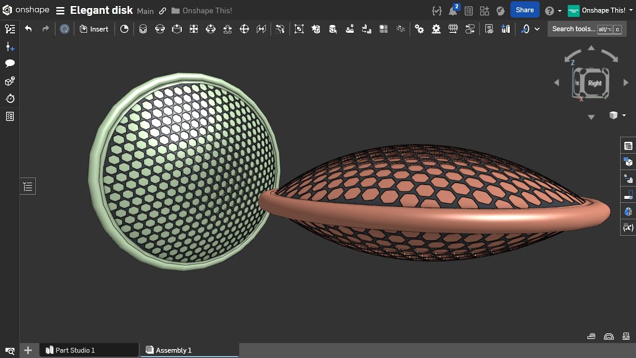 Onshape this honeycomb patterned disc 😍