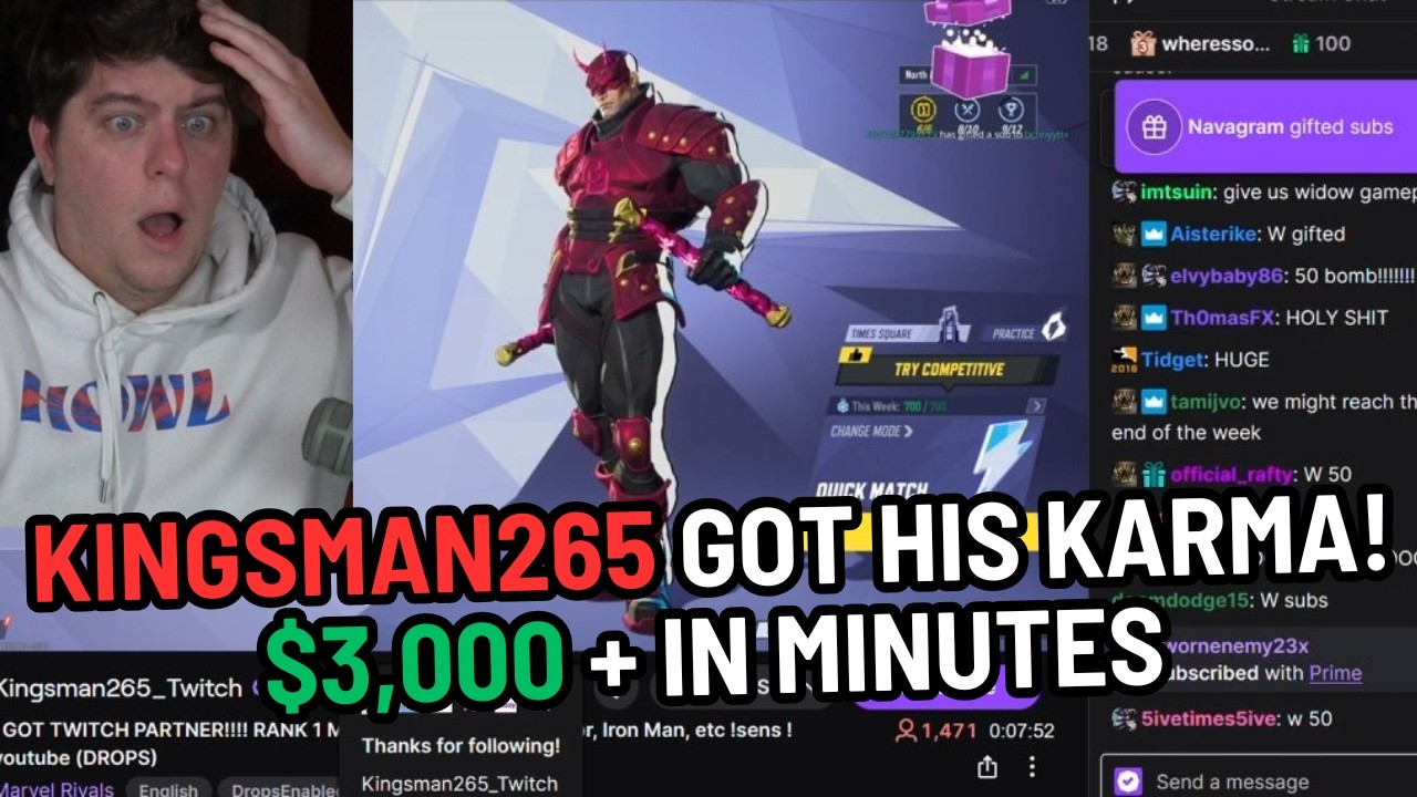 THE MARVEL RIVALS COMMUNITY BLESSED KINGSMAN265 | $3,000 RAISED IN MINUTES ON HIS TWITCH | REACTION