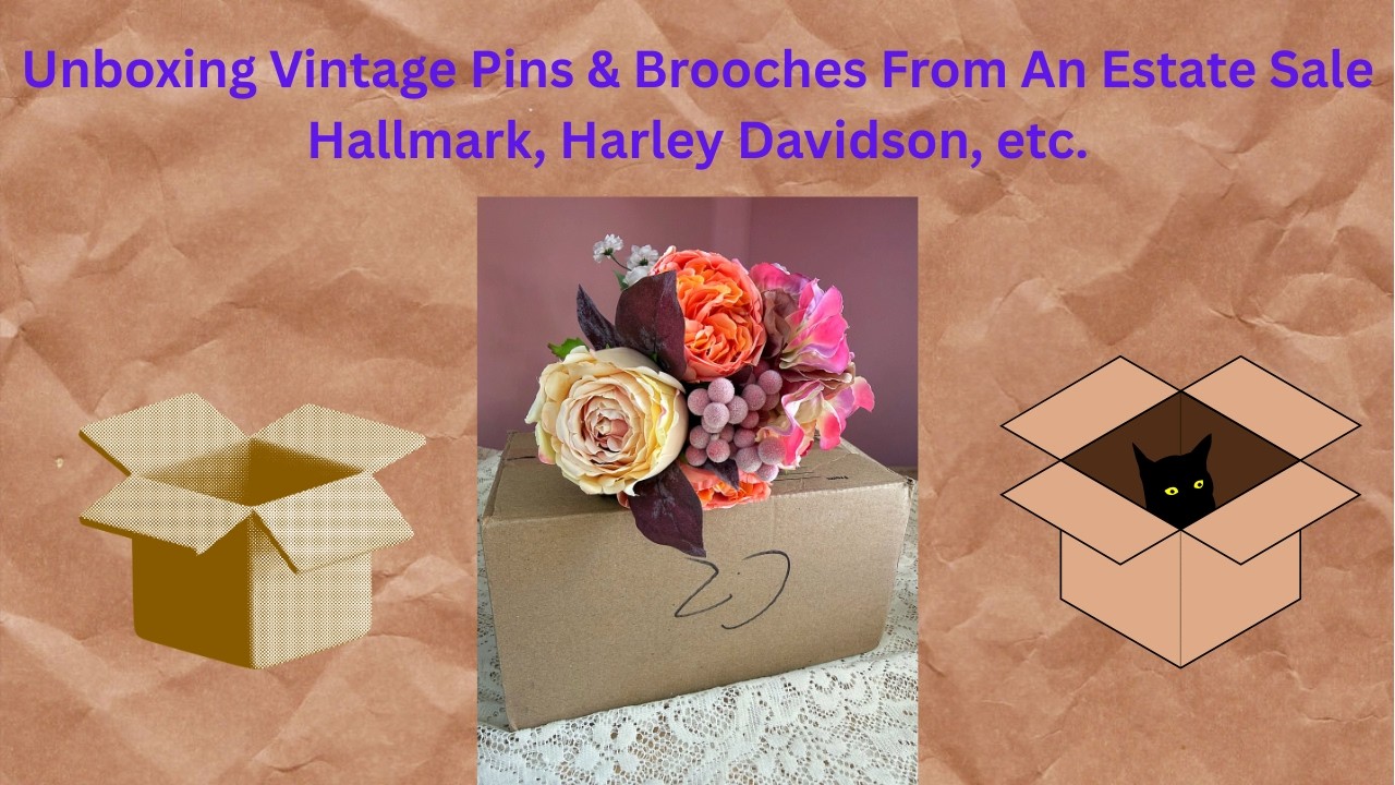Unboxing Vintage Pins & Brooches From An Estate Sale. Hallmark, Harley Davidson #brooches