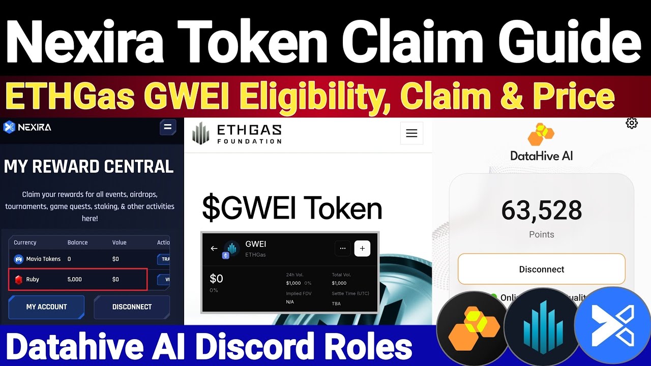 Nexira Ruby Token Claim Guide | EthGas GWEI Airdrop Eligibility/Claim & Price | Datahive New Update