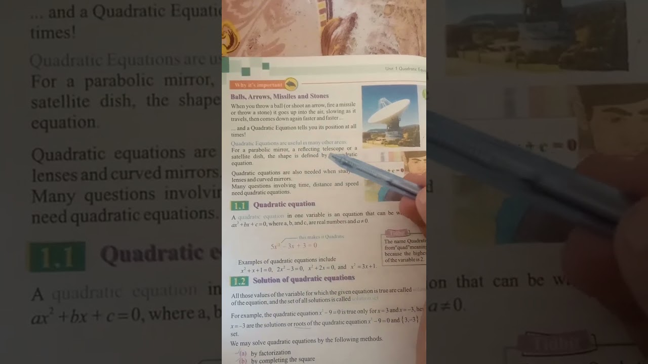 S.S.T math physics preparation class 10th quadratic equation chapter 1 