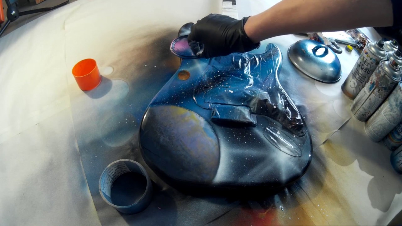 Spray Paint Art on Guitar/Spray Paint Art Galaxy!
