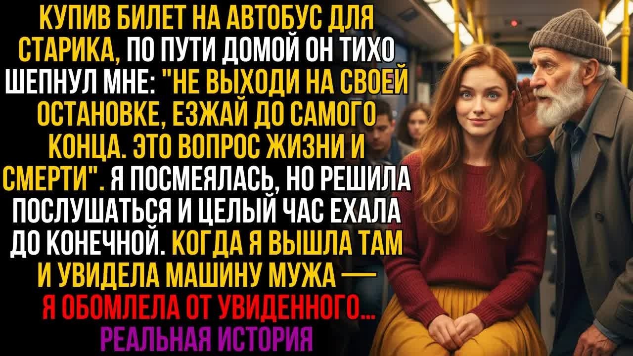В автобусе старик шепнул： «Пропусти свою остановку, езжай до конца…» А когда я увидела машину мужа..