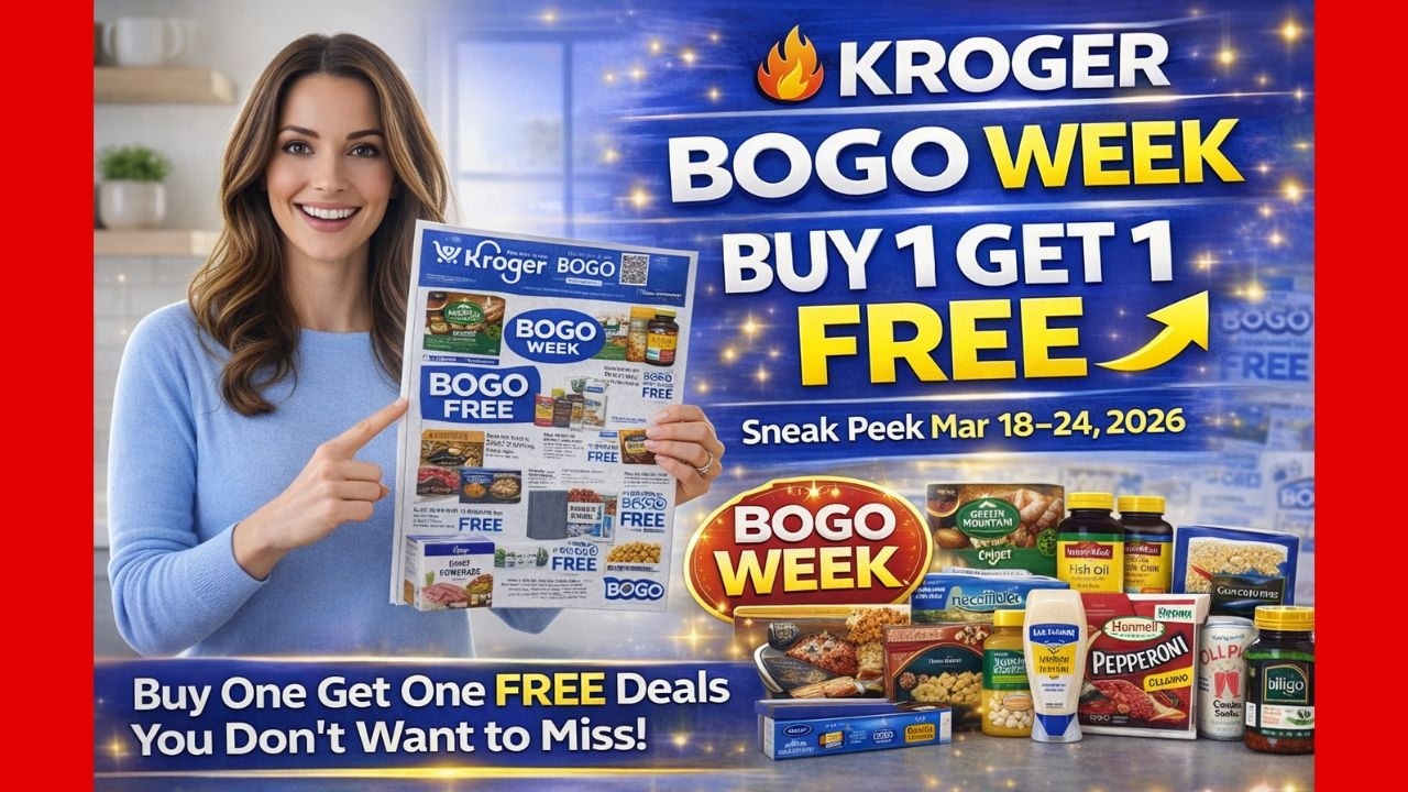 🔥 Kroger BOGO Week Sneak Peek March 18&ndash;24, 2026  Buy One Get One FREE Deals You Don&rsquo;t Want to Miss!
