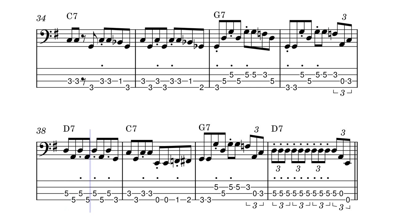 Z.Z. Hill - Down Home Blues - Bass Tabs with Bass Transcription