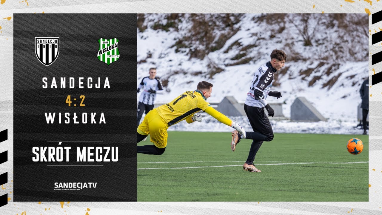 Sandecja Nowy Sącz - Wisłoka Dębica 4:2 (1:1), skrót meczu | 20.01.2024
