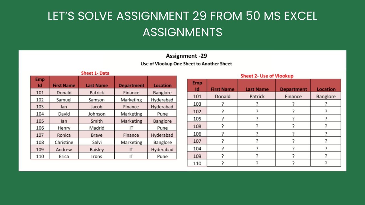 Assignment 29 - Let&rsquo;s solve Assignment 29 from 50 ms excel assignments