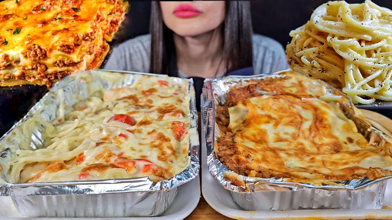 ASMR CREAMY PASTA + LASAGNA MUKBANG