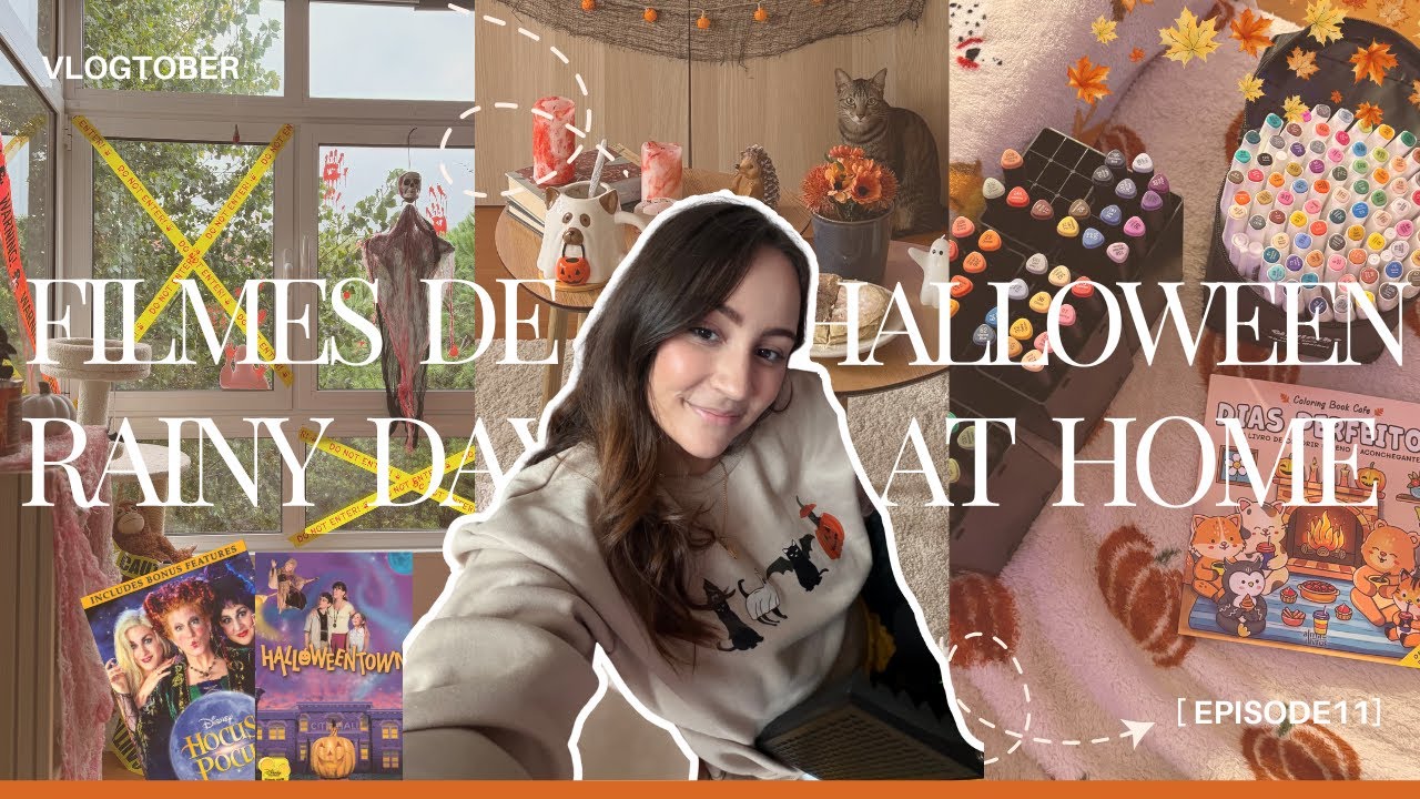 vlogtober #11 cozy rainy day at home e os meus filmes de halloween favoritos! 🎃  | isabel mota
