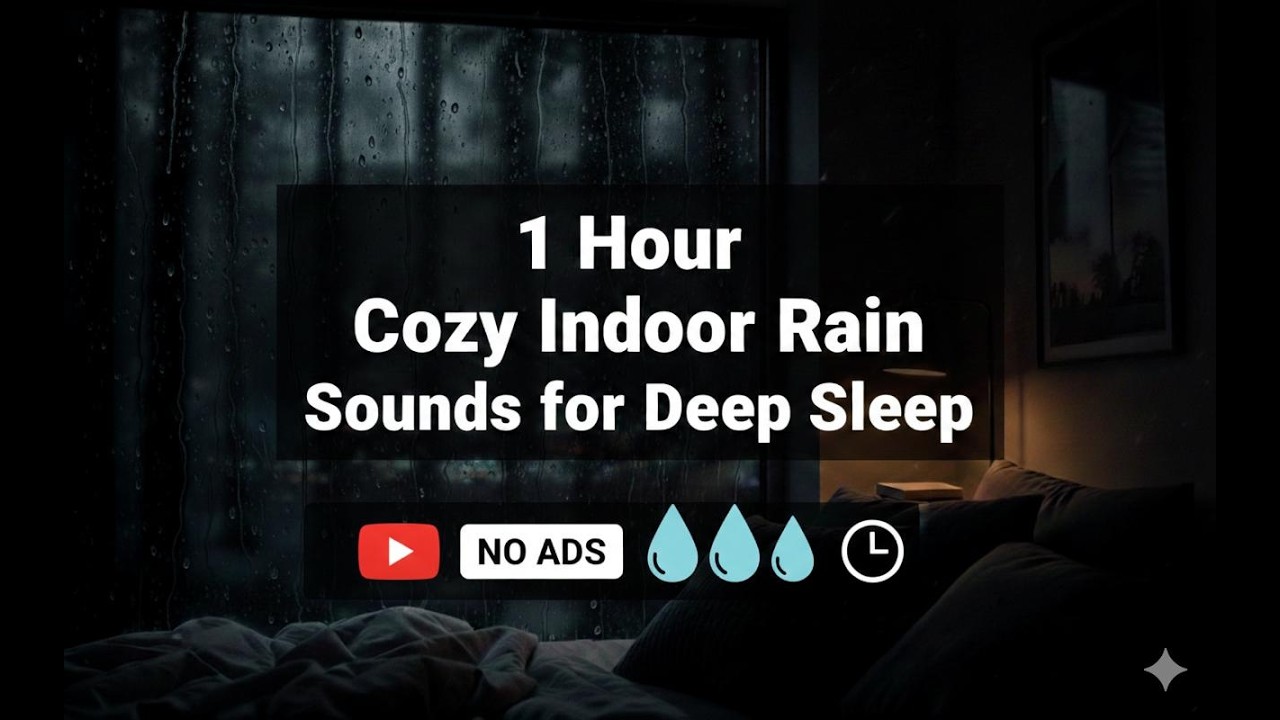 Cozy Indoor Heavy Rain for Deep Sleep | Black Screen (1 Hour, No Ads)