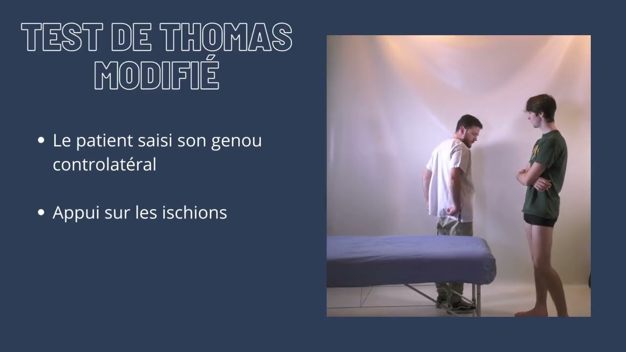 10 Test d'extensibilité du droit fémoral Test de Thomas modifié