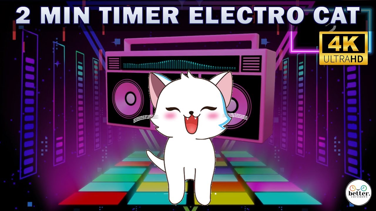 2 Minute Timer with Upbeat Music 🎵 | Cute Dancing Cat Break Timer for Classrooms & Fun!