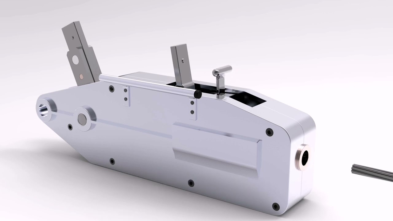 Hand-operated jaw winch 3D rendered animation
