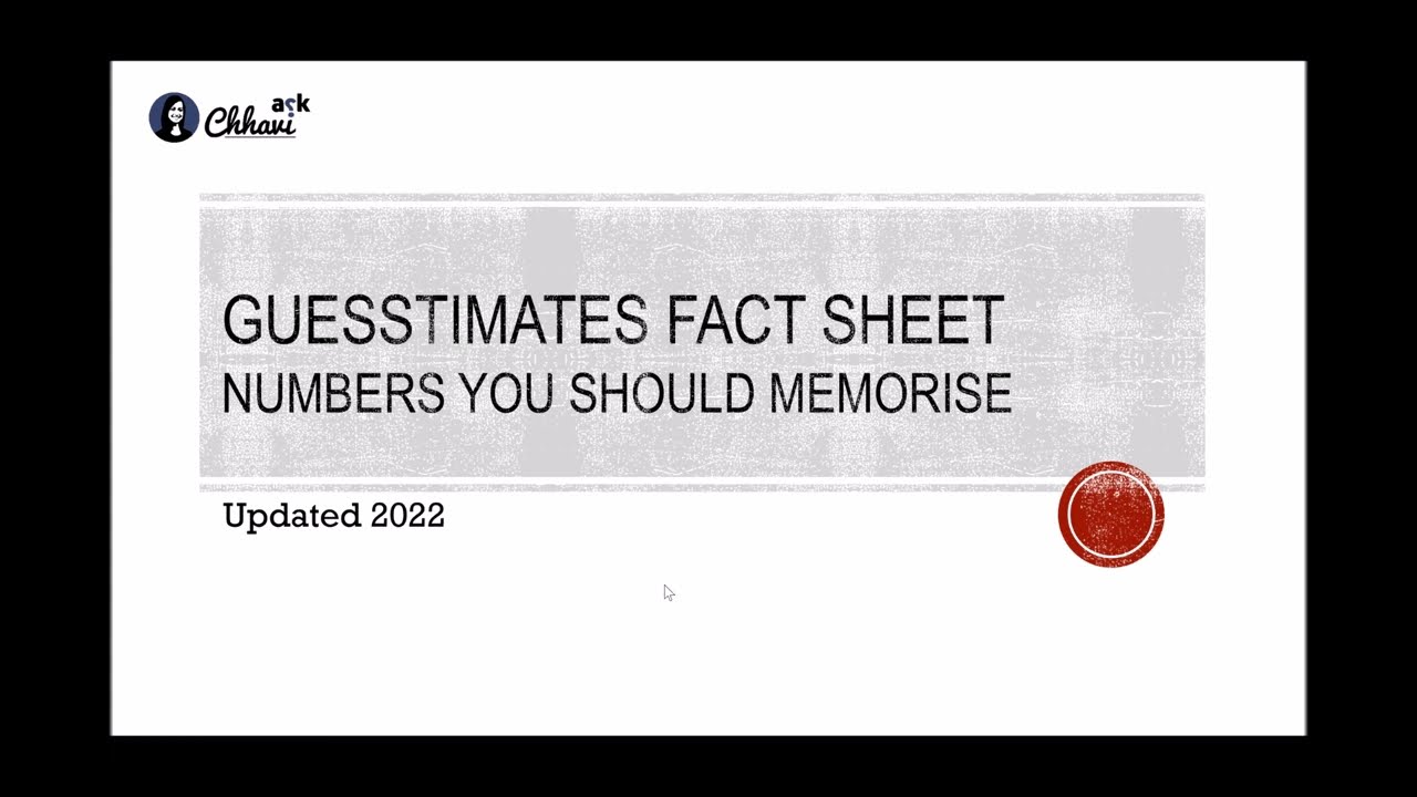 Guesstimate factsheet - What numbers to remember for solving guesstimates?