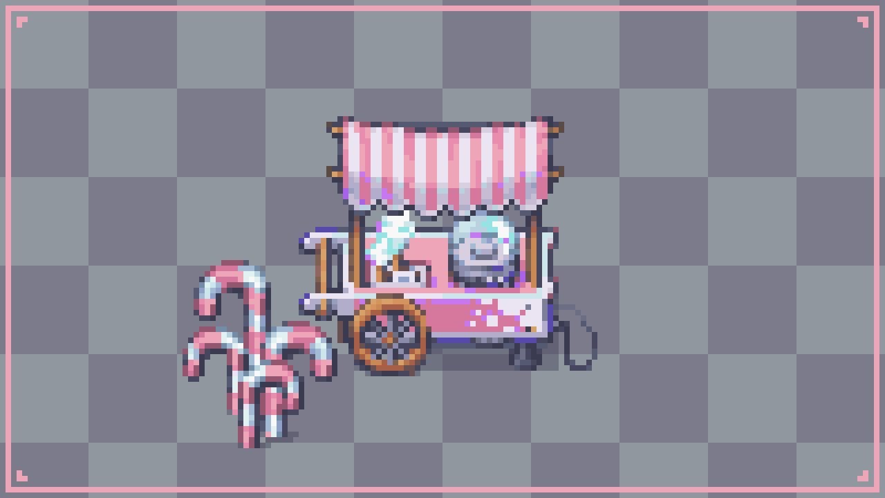Pixel Art Top-Down Timelapse - Cotton Candy Cart