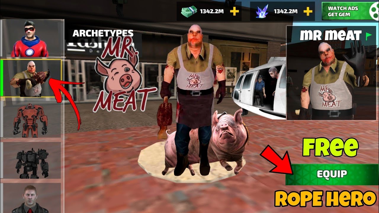Mr Meat In Rope Hero Vice Town Free Mr Meat On Shop । In Rope Hero Vice Town । Junnu Malik Gaming