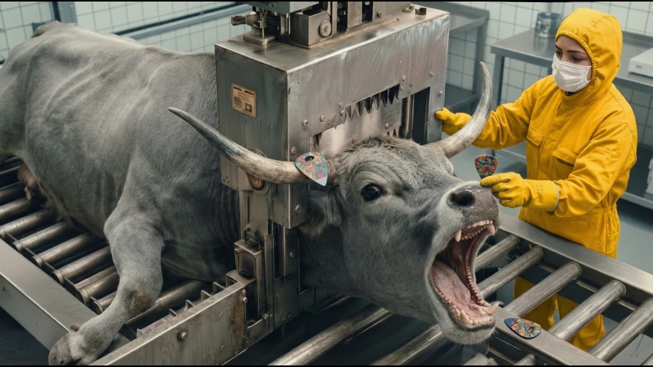 Inside Grey Brahman Bull Processing Factory | Pure White Horn & Premium Brown Leather Luxury