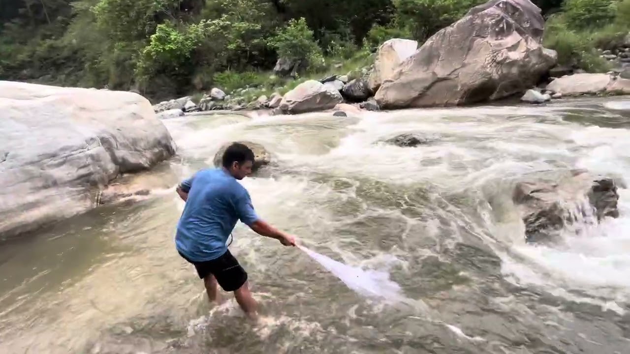 Cast Net Fishing in Himalayan River 