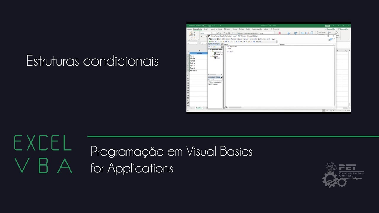 Programação em VBA - Estruturas Condicionais